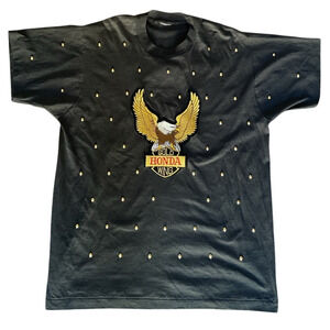 Vintage 80s/ 90s Honda Gold Wing Eagle T-Shirt Black Size XL 23x30 Motorcycle